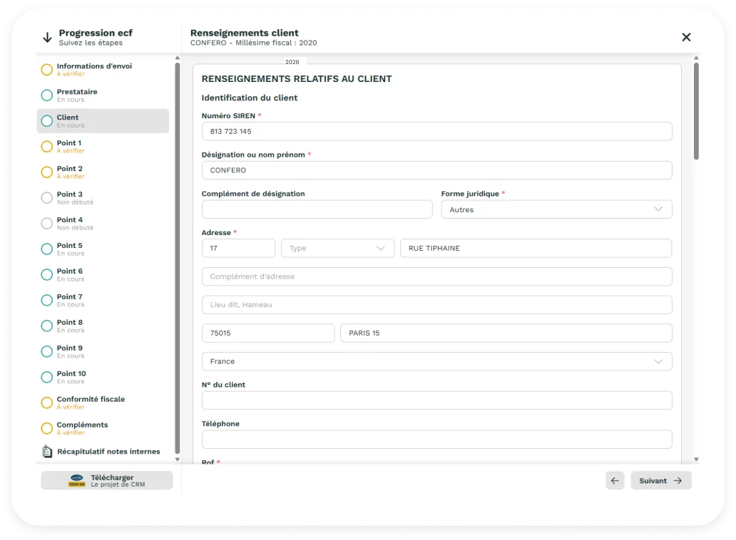 Étape 2 — Analyse des 10 points e-ECF dans l'application e-ECF