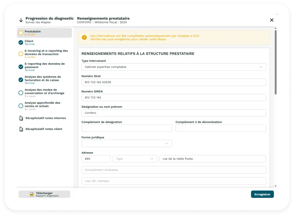Étape 3 — Détection des critères conditionnant le diagnostic dans l'application e-Diag